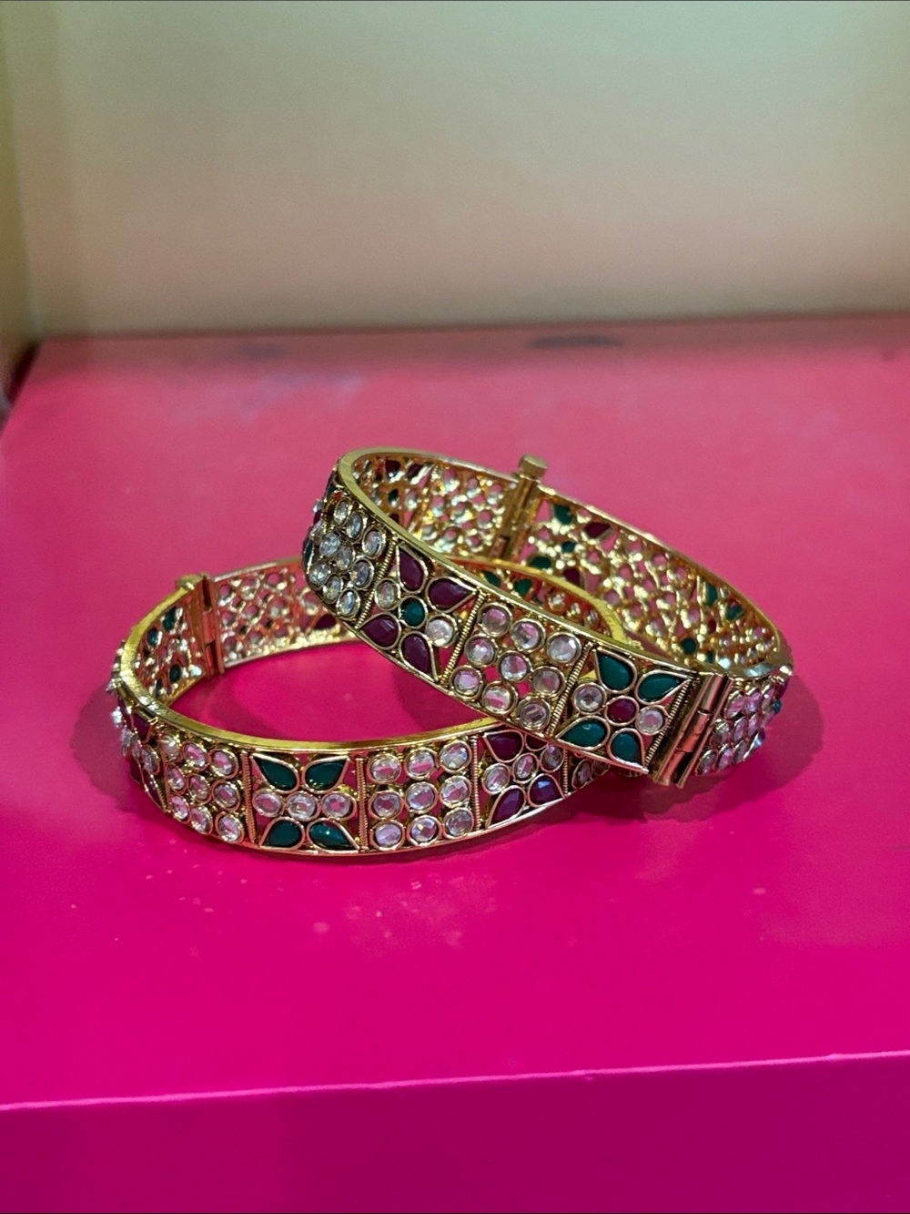 Gold-Tone Green & Purple Crystal Bangle Set - Women's Jewelry